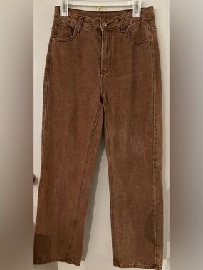 SHEIN Brown Corduroy High-Waist Pants